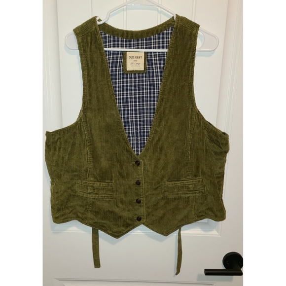 Vintage Corduroy Vest Xxl Womens Green 